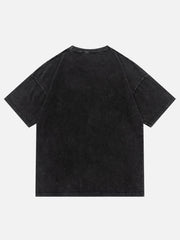 T-shirt délavé à imprimé tête de mort - 1588 