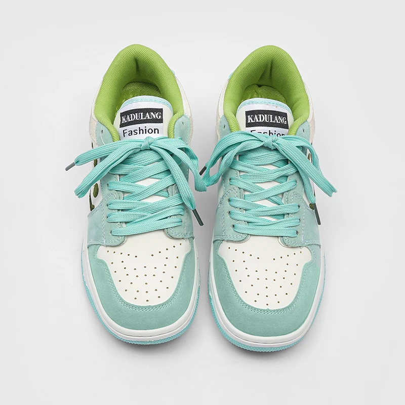 Smile Embroidery Sneakers Green Shoes