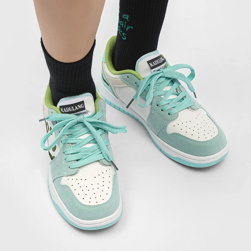 Smile Embroidery Sneakers Green Shoes