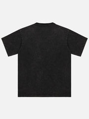 T-shirt délavé à imprimé sourire 