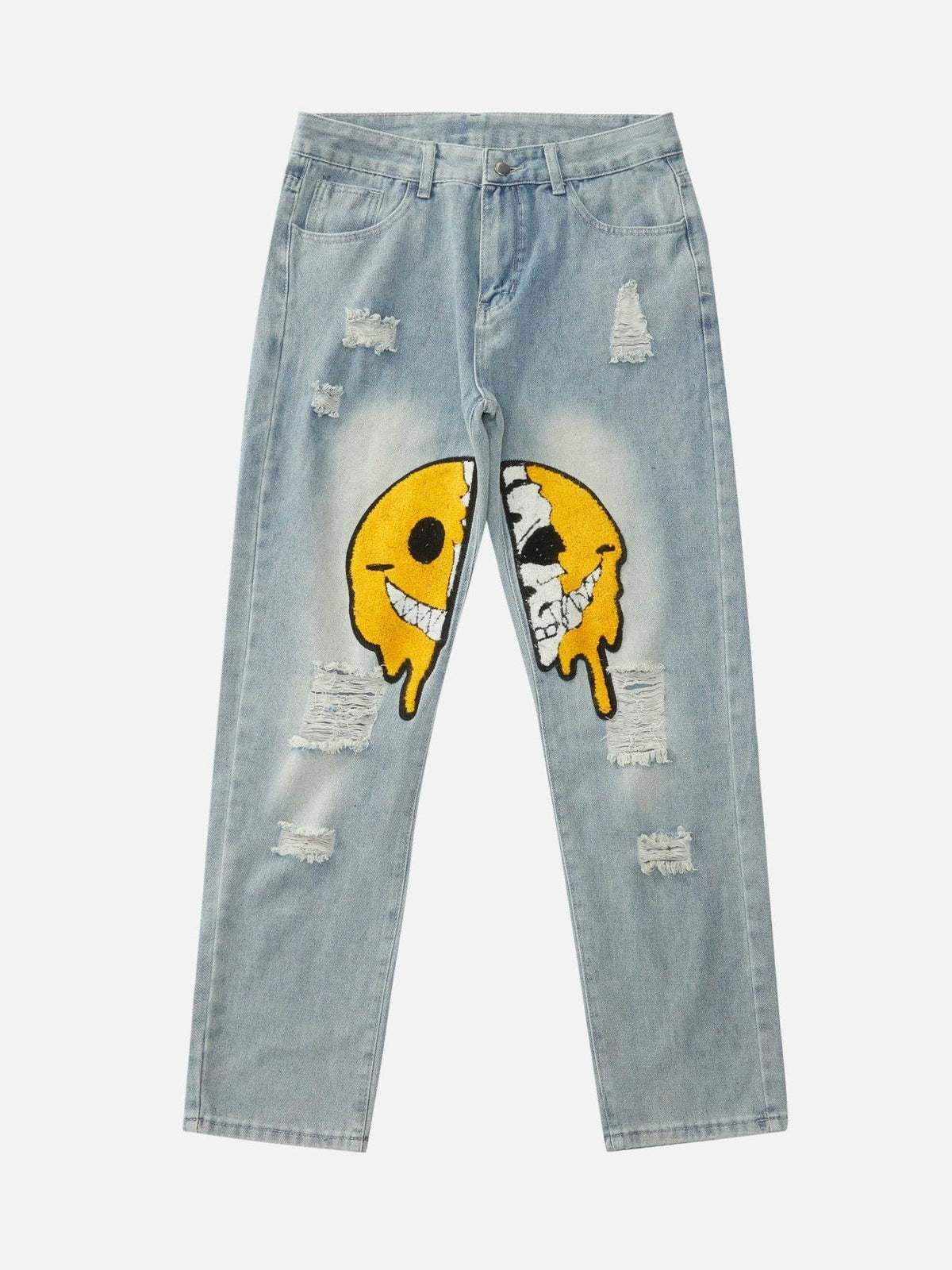 Smiley Face Embroidered Jeans