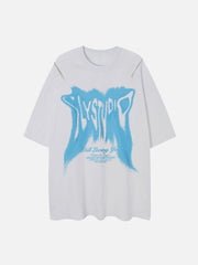 T-shirt zippé à imprimé lettres maculées 