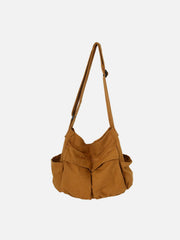 Solid Color Big Pocket Shoulder Bag