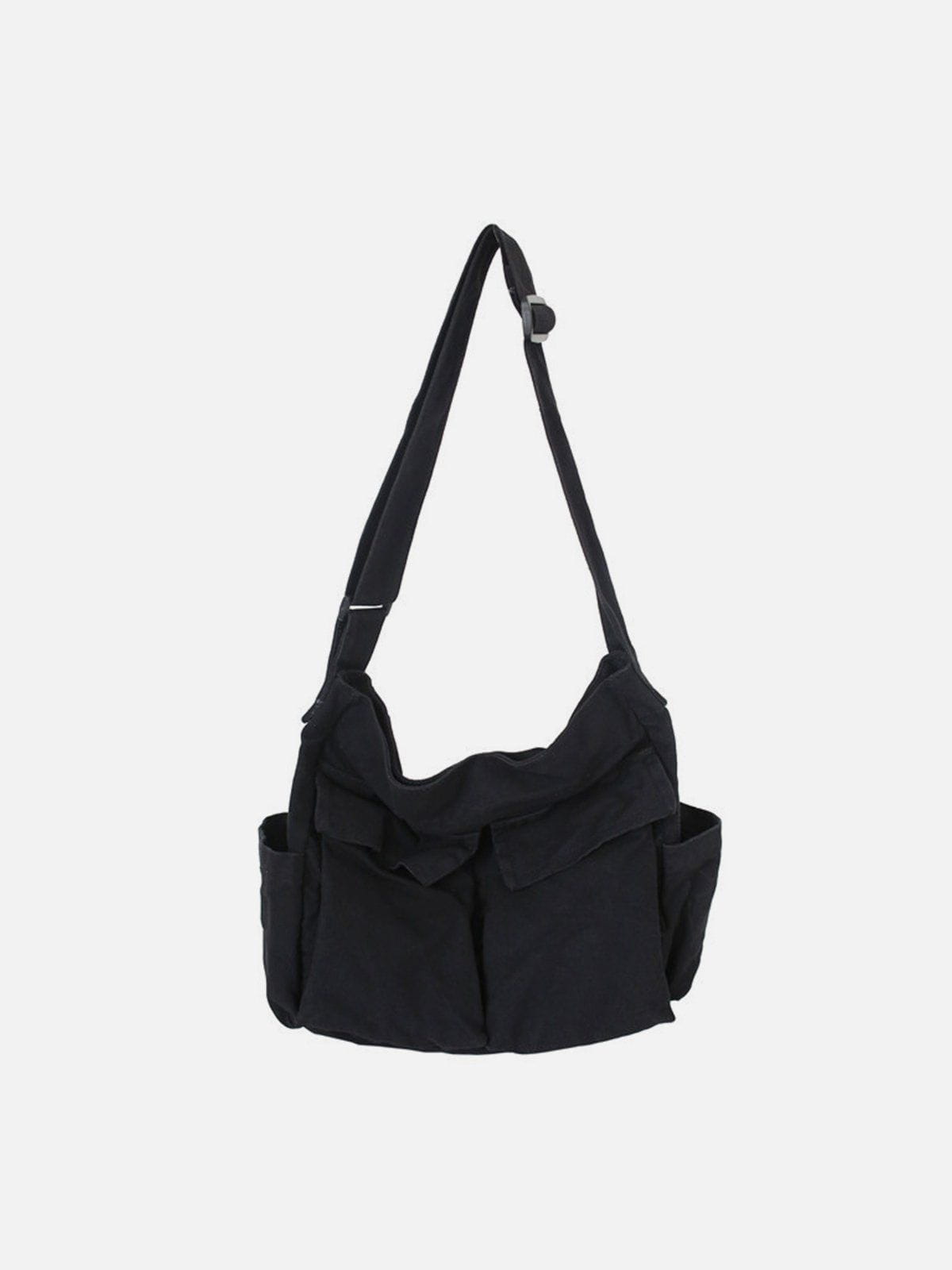 Solid Color Big Pocket Shoulder Bag