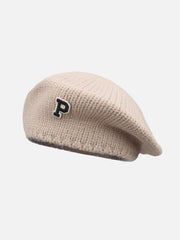 Solid Color Letter Wool Knitted Hat