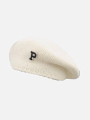 Solid Color Letter Wool Knitted Hat