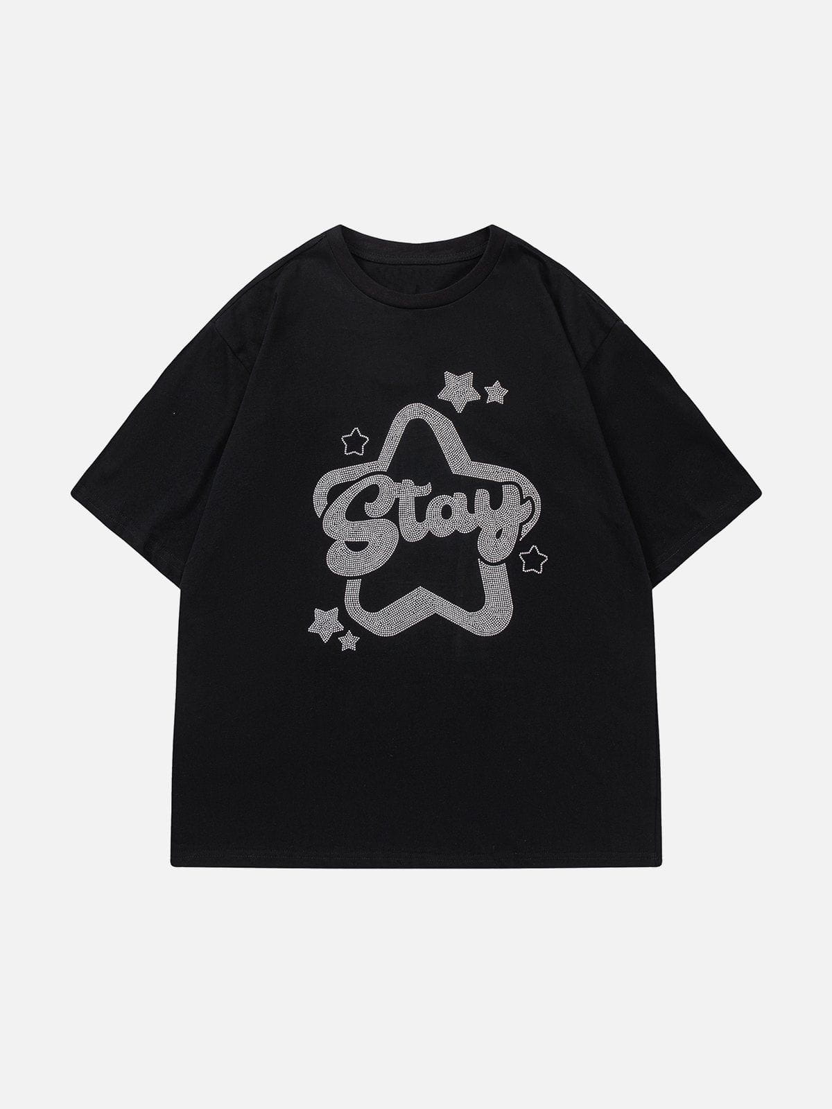 T-shirt uni à imprimé étoiles 