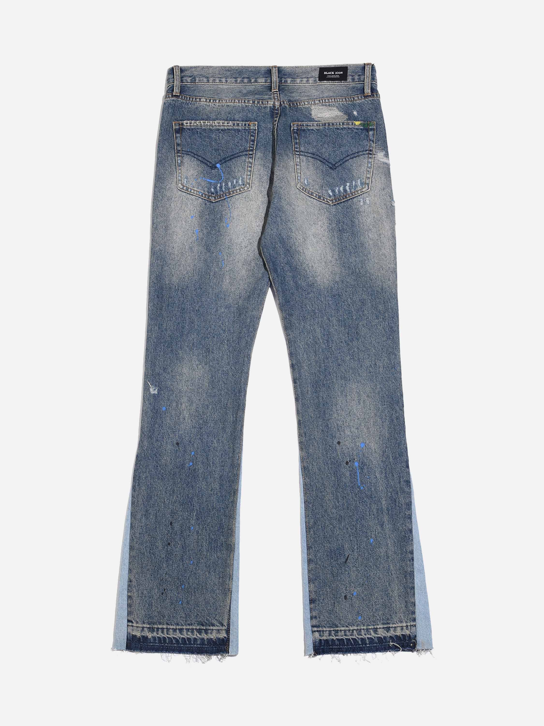 Splashing Ink Patchwork Jeans