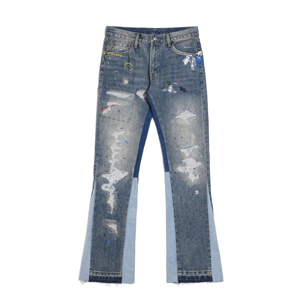 Splashing Ink Patchwork Jeans