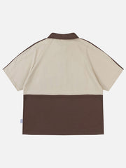 Gespleißtes T-Shirt mit Cartoon-Alphabet-Polokragen 