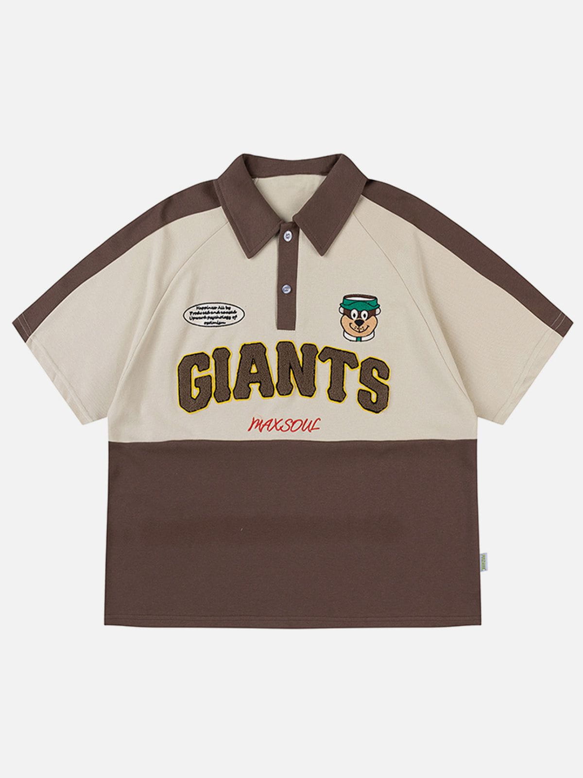 Gespleißtes T-Shirt mit Cartoon-Alphabet-Polokragen 