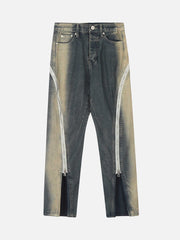 Sprayed Gradient Straight Leg Denim Wide Leg Pants