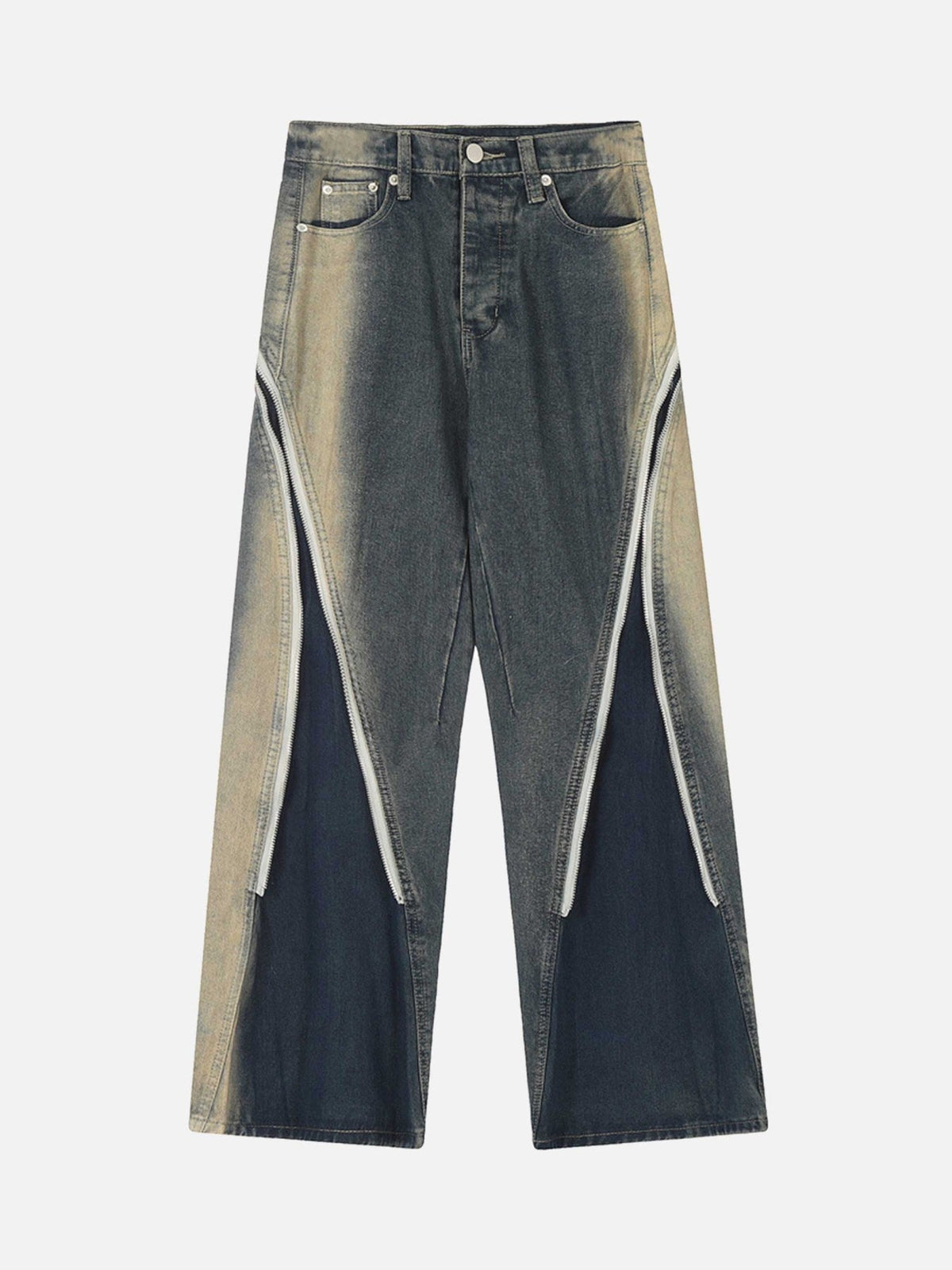 Sprayed Gradient Straight Leg Denim Wide Leg Pants