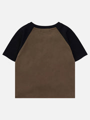 Patchwork-T-Shirt mit Sternenstickerei 