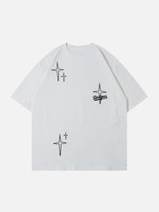 T-shirt imprimé brodé d'étoiles 