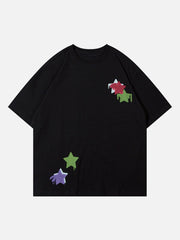 T-Shirt mit beflockter Sternstickerei 
