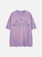 T-shirt délavé à flocage étoilé 