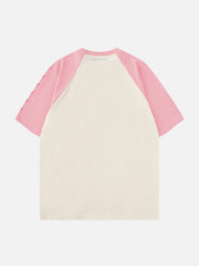 T-shirt patchwork à imprimé étoiles et lettres 