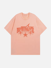 T-shirt uni à imprimé lettre étoile 