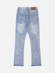 Star Print Ripped Jeans - 1741