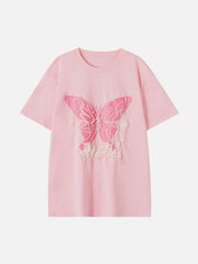 T-shirt à imprimé papillon stéréoscopique 