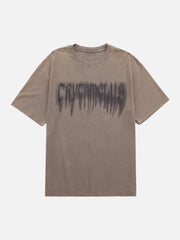 T-shirt délavé à imprimé lettre Street Distressed 