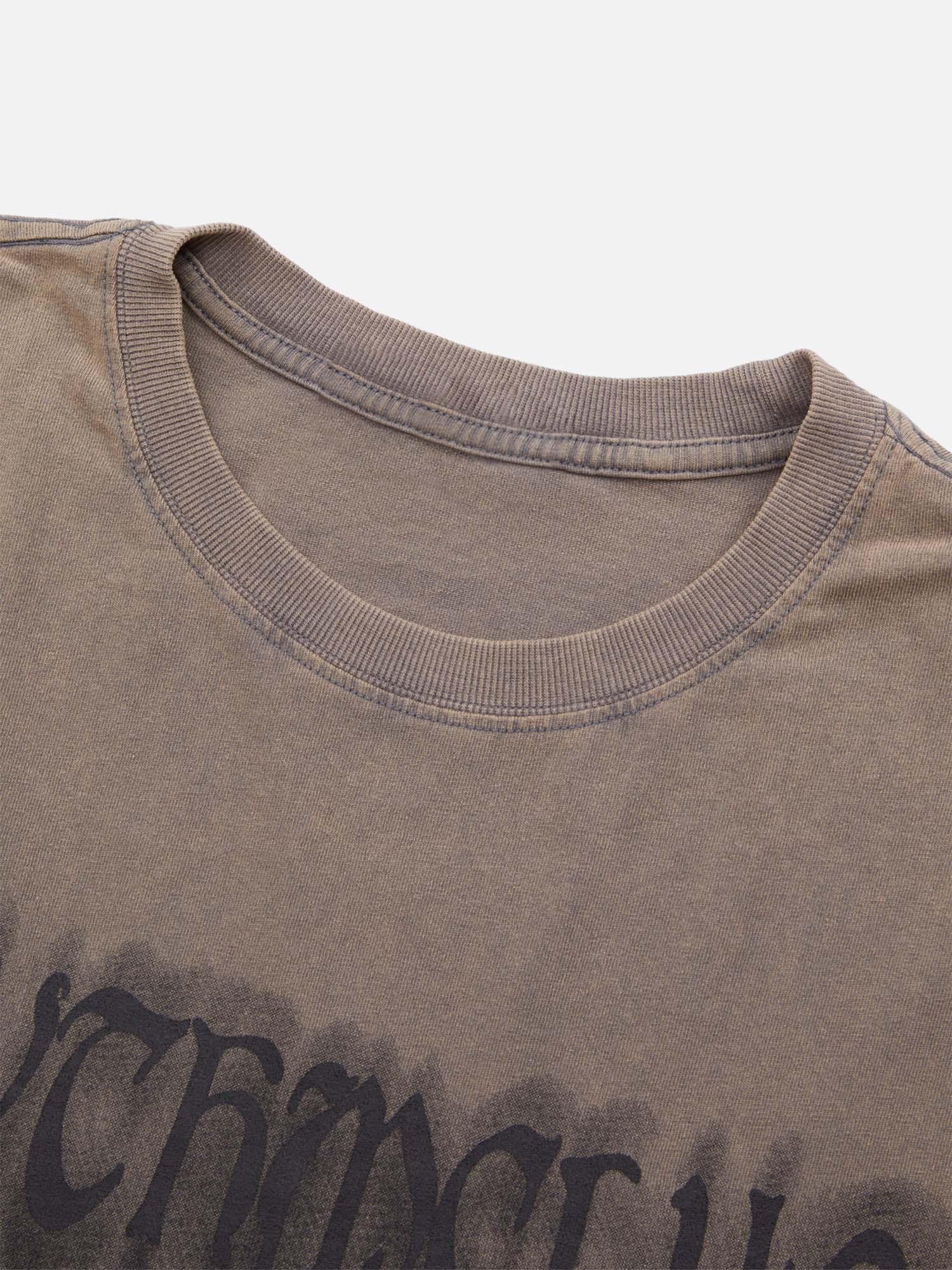 T-shirt délavé à imprimé lettre Street Distressed 