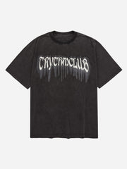 T-shirt délavé à imprimé lettre Street Distressed 