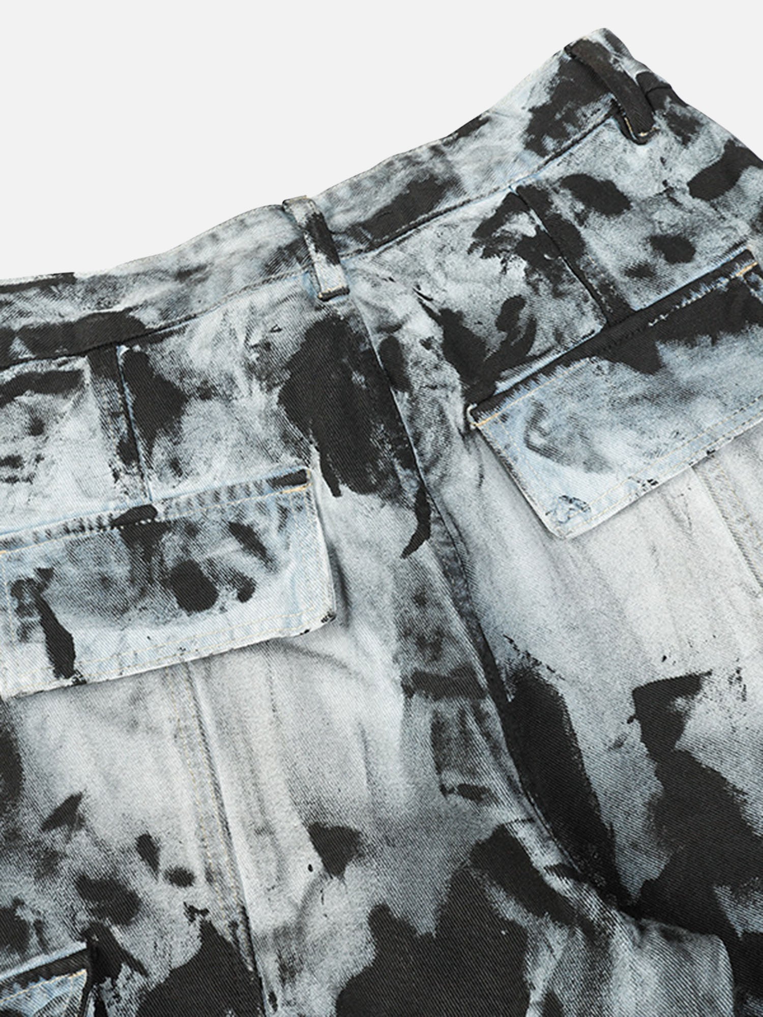 Street Fashion Heavy Industry Washed And Distressed Work Jeans