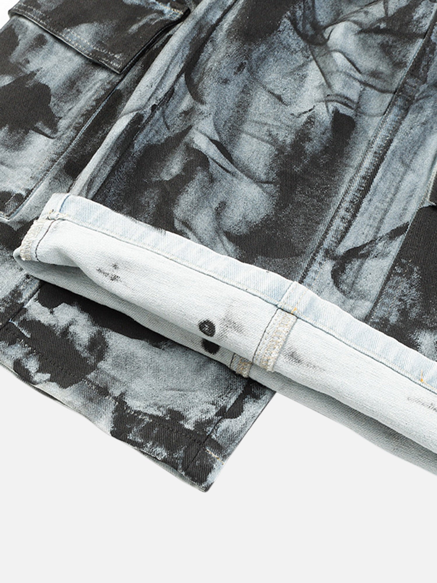 Street Fashion Heavy Industry Washed And Distressed Work Jeans