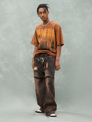 Street Style Raw Edge Double Platet Design Ripped Jeans