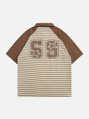 T-shirt POLO à rayures et imprimé étoiles numériques 