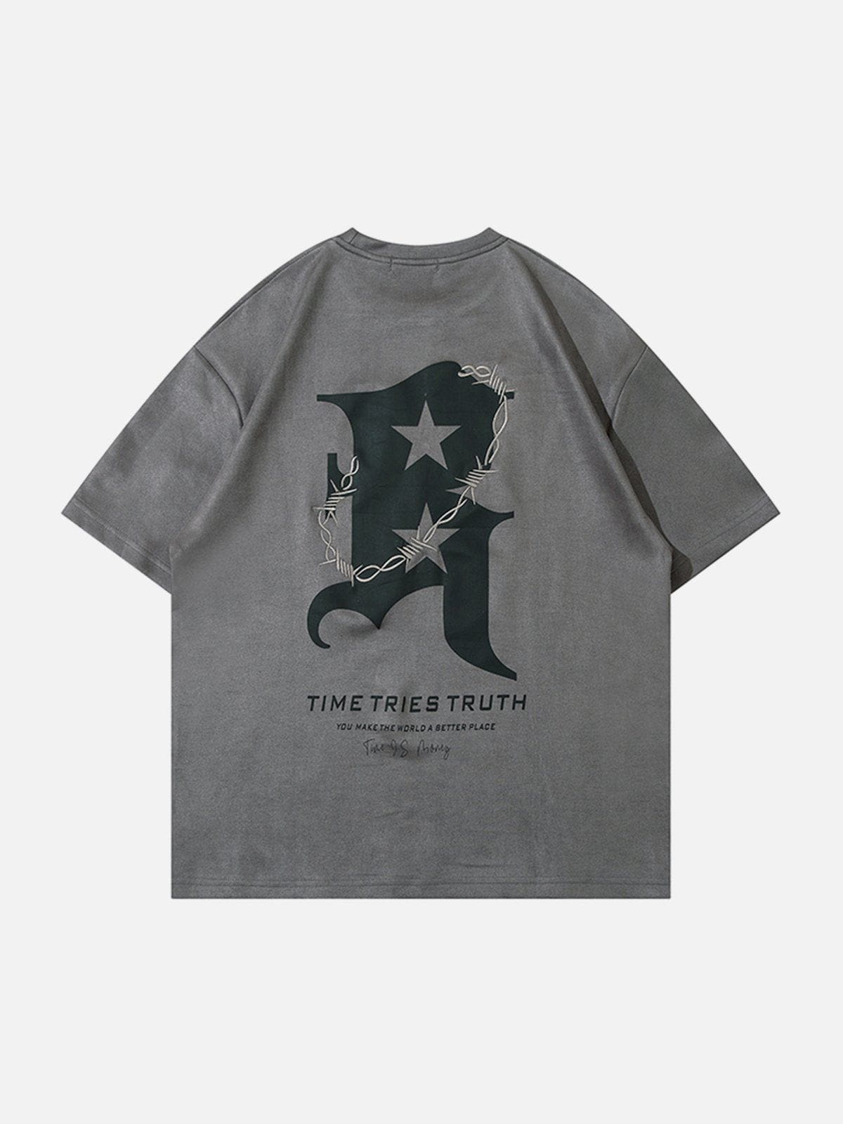 T-Shirt aus Wildleder mit Stickerei 