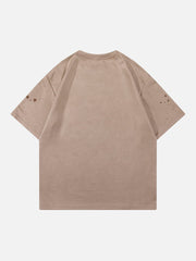 T-shirt à imprimé lettre en daim 