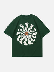 T-Shirt mit Sonnenblumen-Totenkopf-Print 
