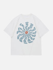 T-Shirt mit Sonnenblumen-Totenkopf-Print 