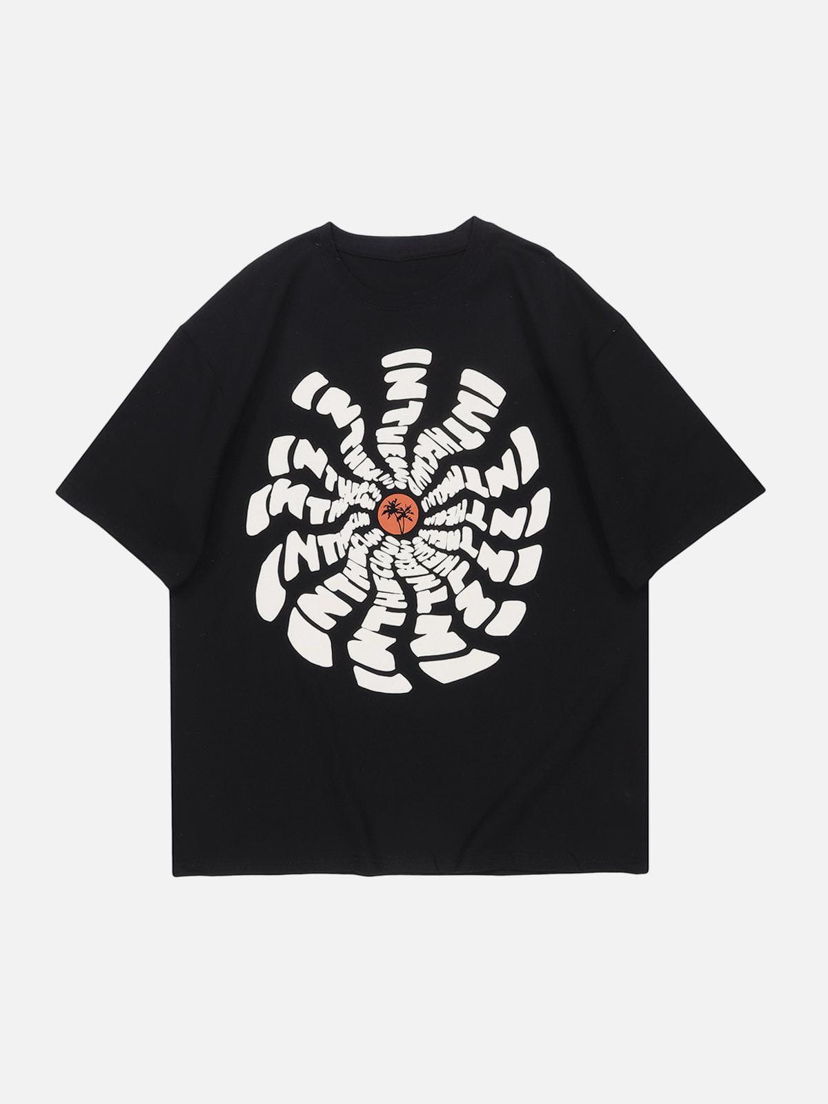 T-Shirt mit Sonnenblumen-Totenkopf-Print 
