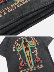 T-shirt à imprimé tête de mort avec image thermique 