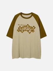 T-shirt imprimé lettre brodée en trois dimensions 