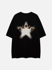 T-shirt à imprimé étoile brodé en trois dimensions 