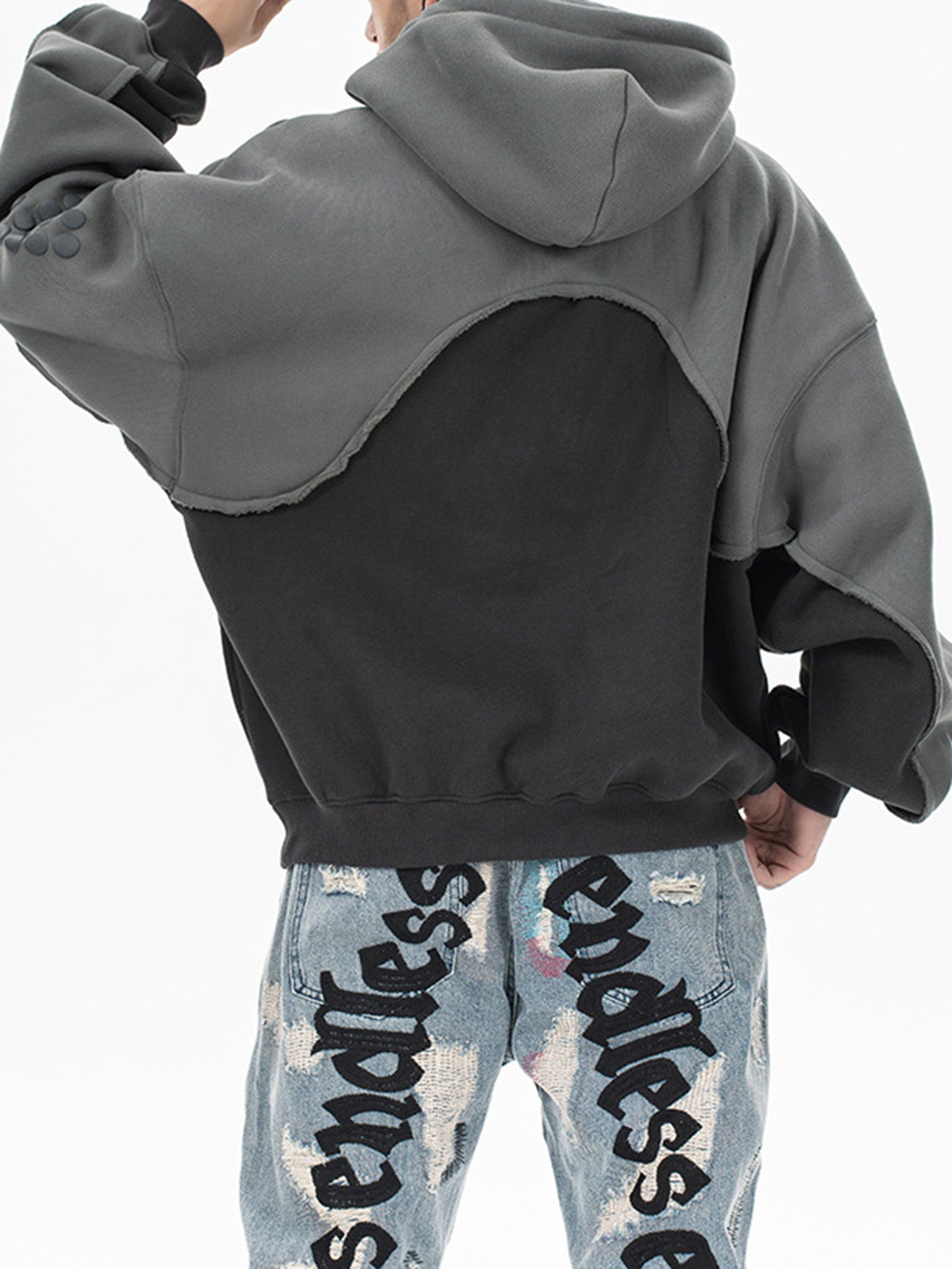 Three-dimensional Foam Patchwork Fleece Hoodie
