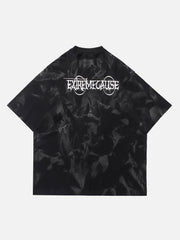 T-shirt imprimé lettres délavé tie-dye 