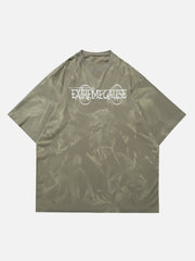 T-shirt imprimé lettres délavé tie-dye 