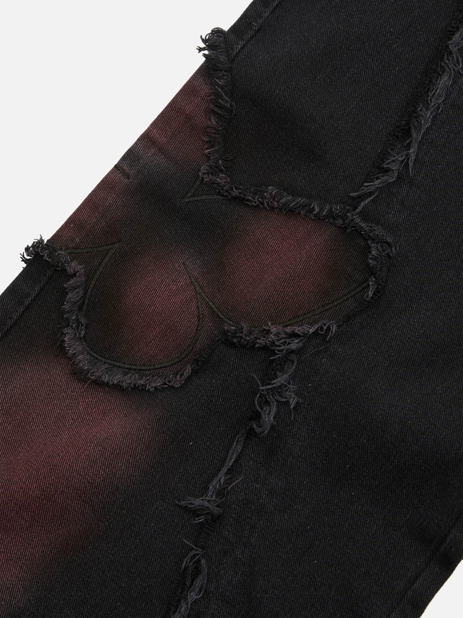Tie-dye Butterfly Embroidered Raw Edge Jeans