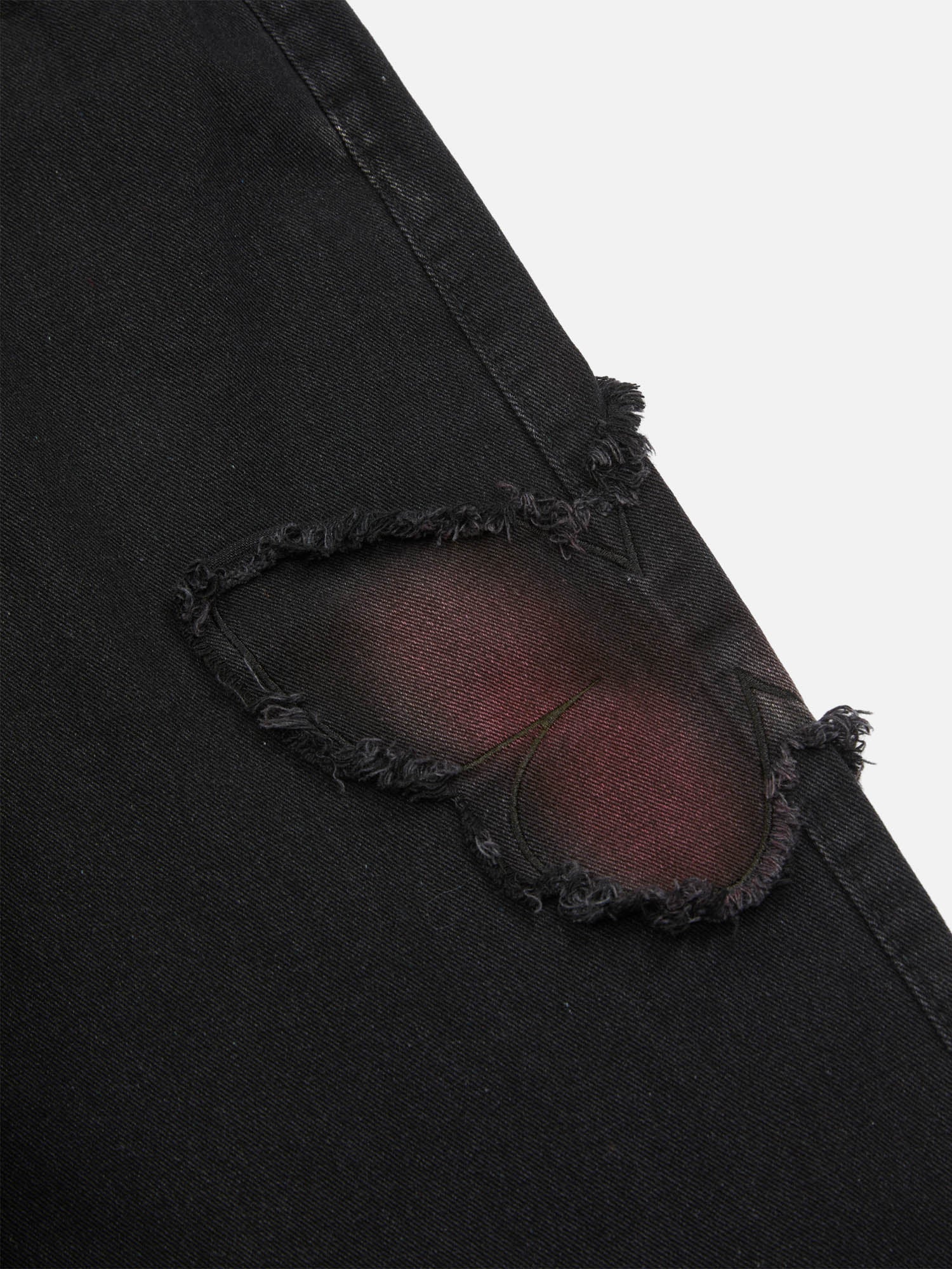 Tie-dye Butterfly Embroidered Raw Edge Jeans