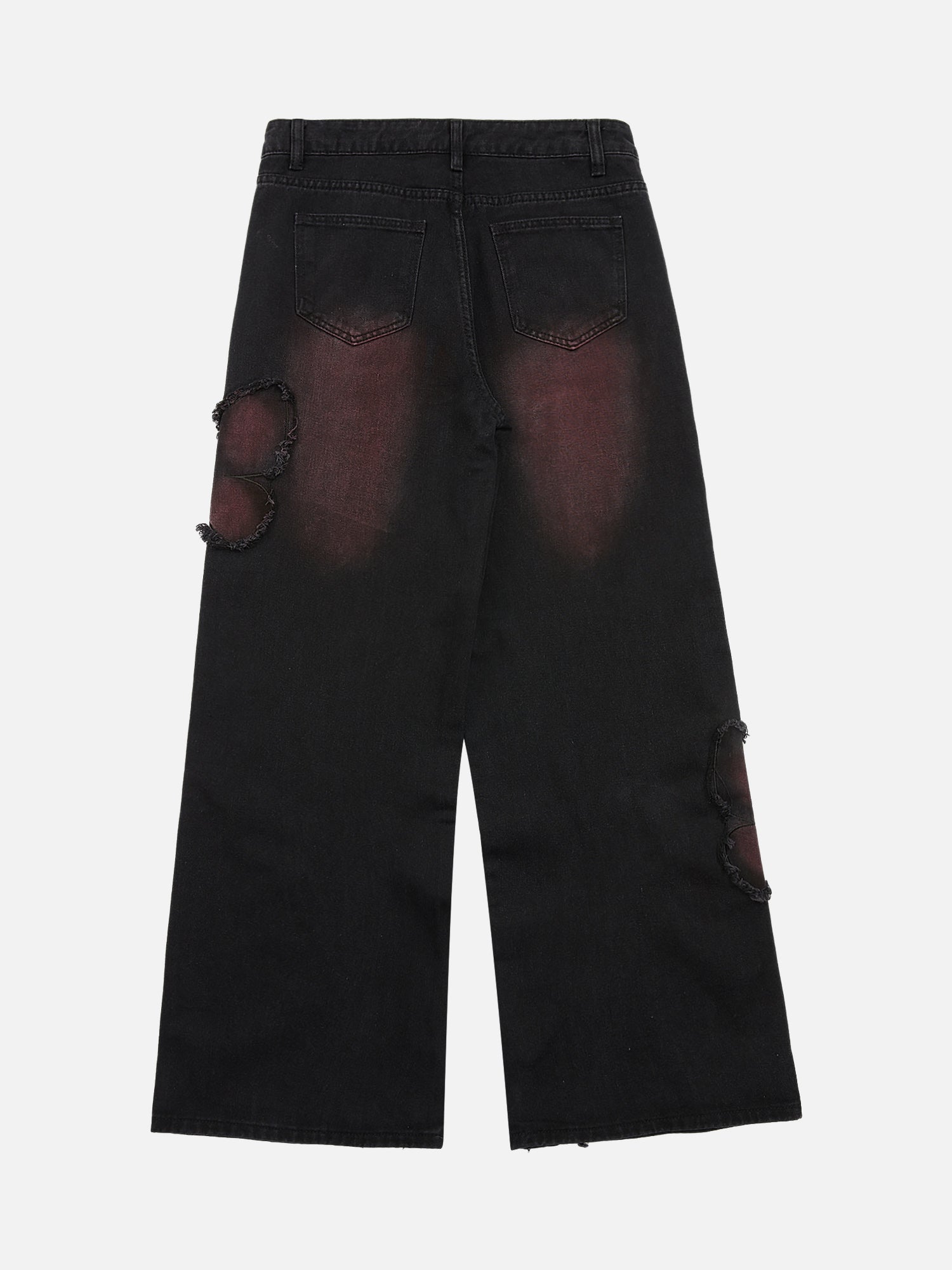 Tie-dye Butterfly Embroidered Raw Edge Jeans