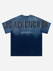 T-shirt brodé de lettres dégradées tie-dye - 1542 