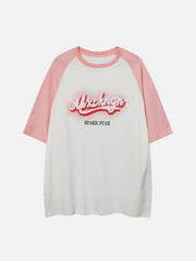 T-shirt imprimé lettres 4D avec broderie serviette 