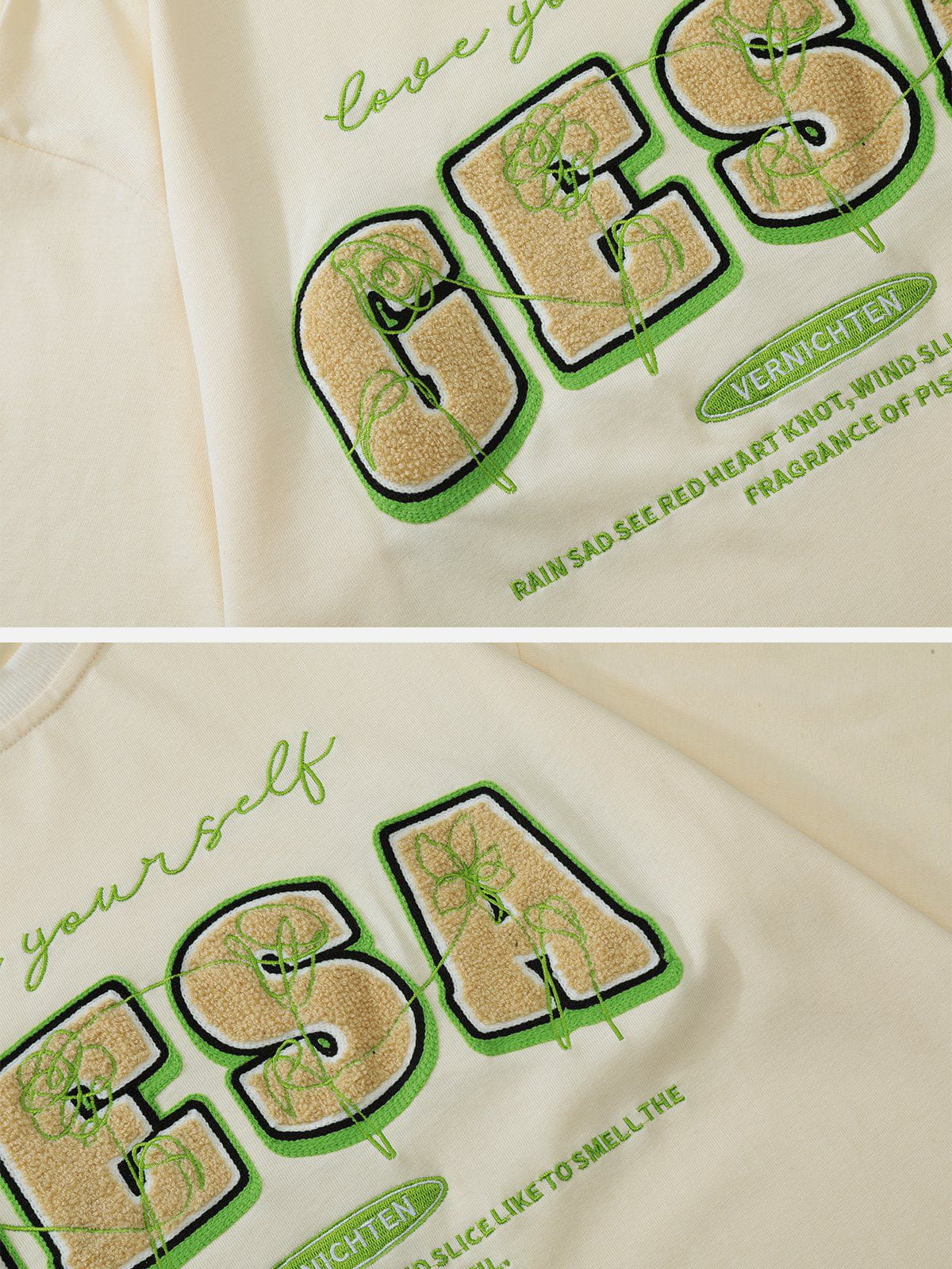 T-shirt à fleurs brodées avec serviette 