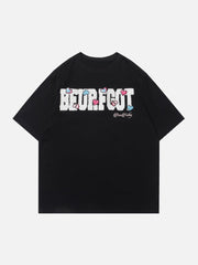 T-shirt imprimé lettre brodée serviette 